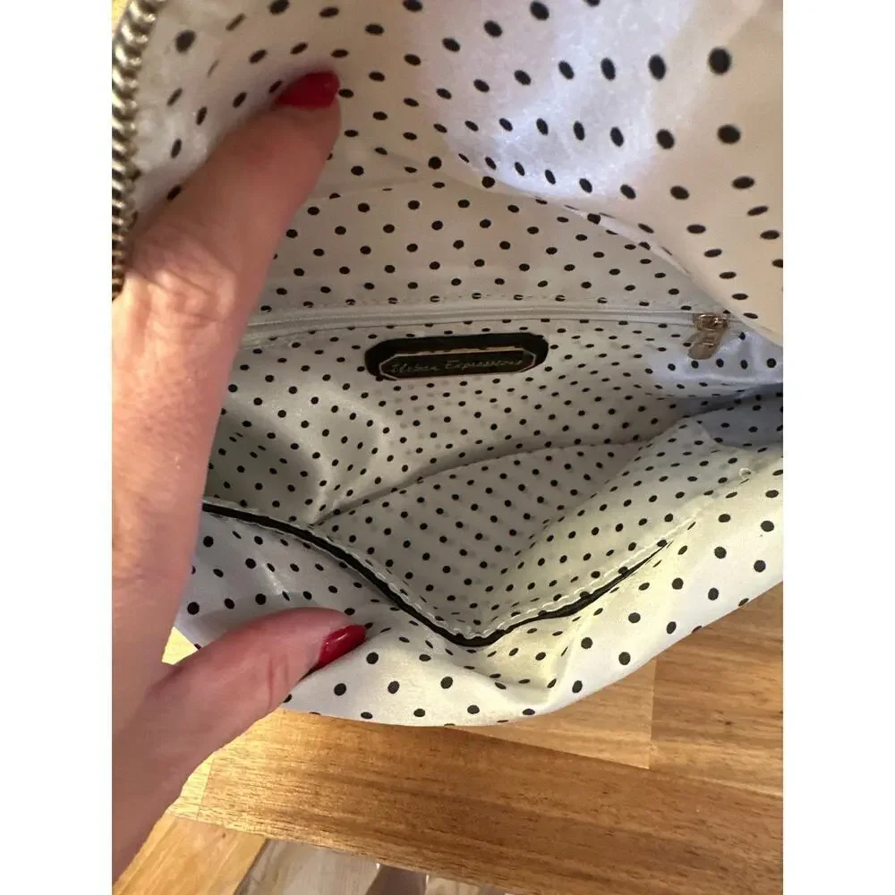 Urban Expressions Clutch Foldover with gold chain Black Zip Closure